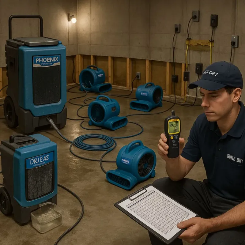 Structural Drying and Dehumidification process in Putnam, CT